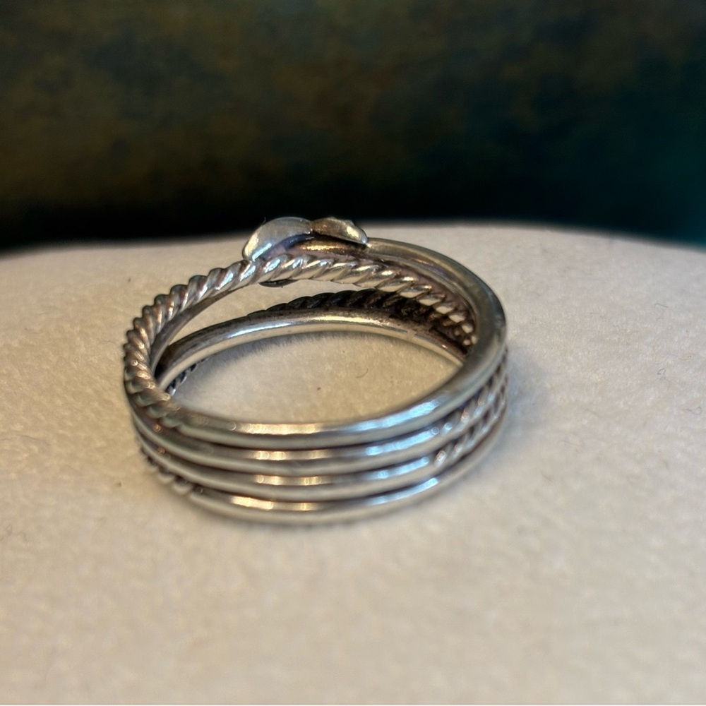 David Yurman X Crossover Band Ring Size 7 Sterling Silver w/diamonds 6mm - Picture 5 of 6